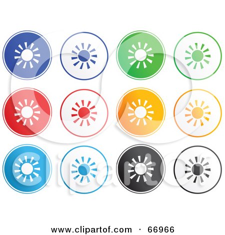 Royalty-Free (RF) Clipart Illustration of a Digital Collage of Rounded Solar Buttons by Prawny