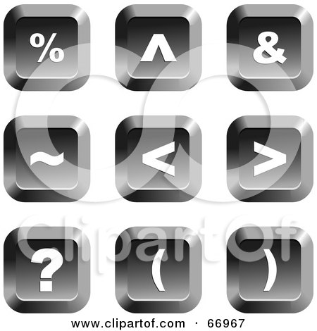 Royalty-Free (RF) Clipart Illustration of a Digital Collage Of Square Chrome Symbol Buttons - Version 1 by Prawny