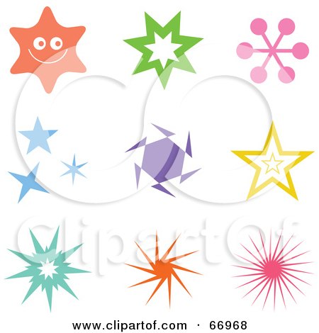 Royalty-Free (RF) Clipart Illustration of a Digital Collage Of Colorful Star Icons by Prawny
