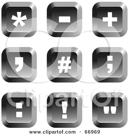 Royalty-Free (RF) Clipart Illustration of a Digital Collage Of Square Chrome Symbol Buttons - Version 2 by Prawny