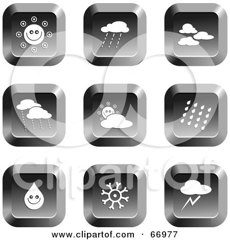 Royalty-Free (RF) Clipart Illustration of a Digital Collage Of Square Chrome Weather Buttons by Prawny
