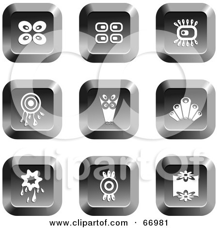 Royalty-Free (RF) Clipart Illustration of a Digital Collage Of Square Chrome Retro Buttons by Prawny