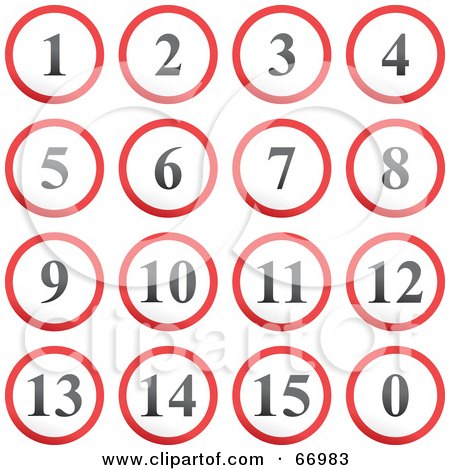 Royalty-Free (RF) Clipart Illustration of a Digital Collage Of Red, Gray And White Rounded Number Buttons by Prawny