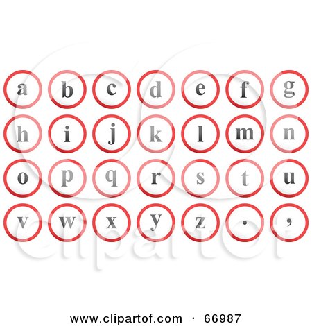 Royalty-Free (RF) Clipart Illustration of a Digital Collage Of Red, Gray And White Rounded Letter Buttons by Prawny