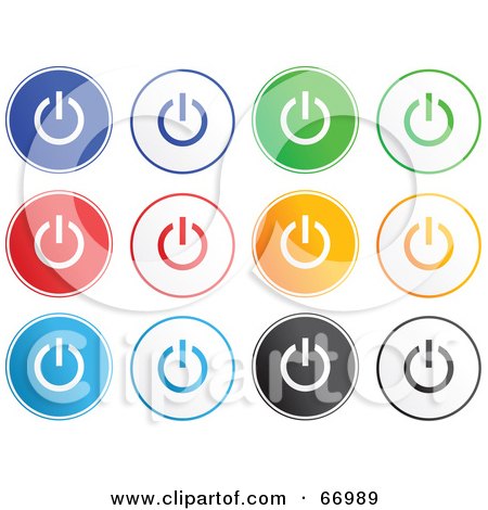 Royalty-Free (RF) Clipart Illustration of a Digital Collage of Rounded Power Buttons by Prawny