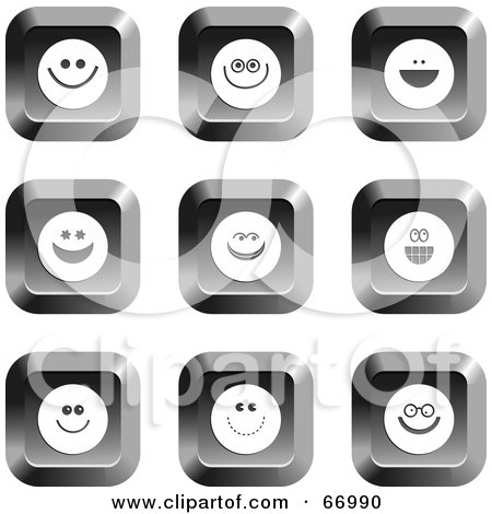 Royalty-Free (RF) Clipart Illustration of a Digital Collage Of Chrome Square Emoticon Buttons by Prawny