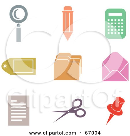 Royalty-Free (RF) Clipart Illustration of a Digital Collage Of Colorful Office Icons by Prawny