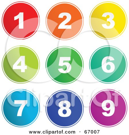 Royalty-Free (RF) Clipart Illustration of a Digital Collage Of Round Colorful Number Buttons by Prawny