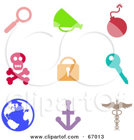 Royalty-Free (RF) Clipart Illustration of a Digital Collage Of Colorful Misc Icons by Prawny