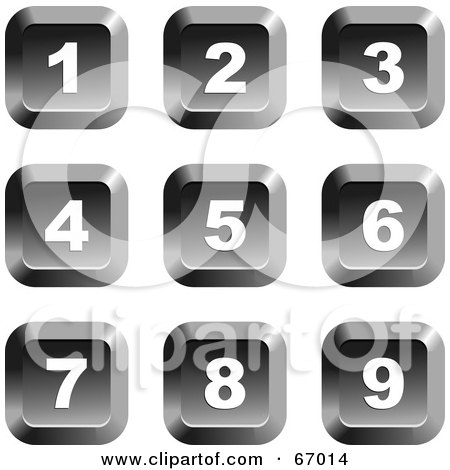 Royalty-Free (RF) Clipart Illustration of a Digital Collage Of Square Chrome Number Buttons by Prawny