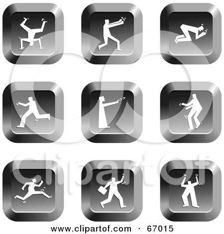 Royalty-Free (RF) Clipart Illustration of a Digital Collage Of Square Chrome People Buttons by Prawny