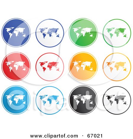 Royalty-Free (RF) Clipart Illustration of a Digital Collage of Rounded Map Buttons by Prawny