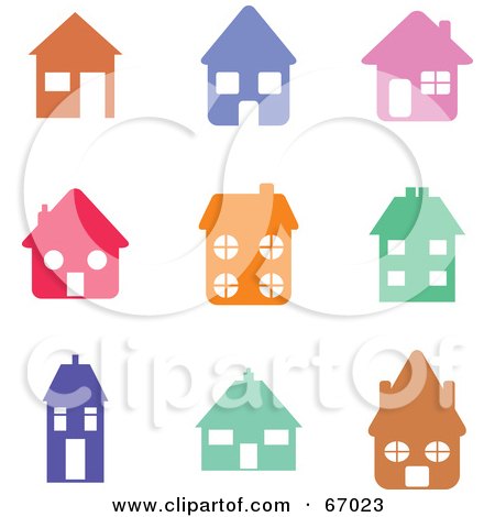 Royalty-Free (RF) Clipart Illustration of a Digital Collage Of Colorful House Icons by Prawny