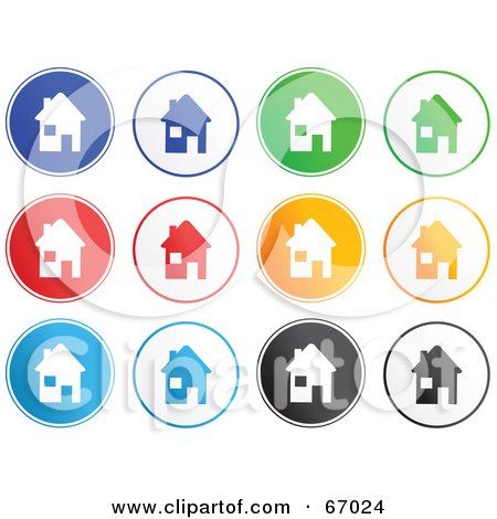 Royalty-Free (RF) Clipart Illustration of a Digital Collage Of Round Colorful House Buttons by Prawny