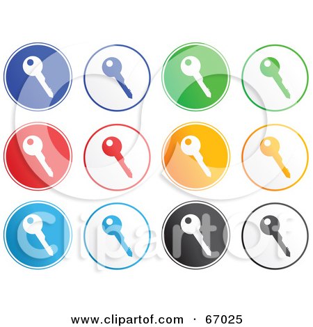 Royalty-Free (RF) Clipart Illustration of a Digital Collage of Rounded Key Buttons by Prawny