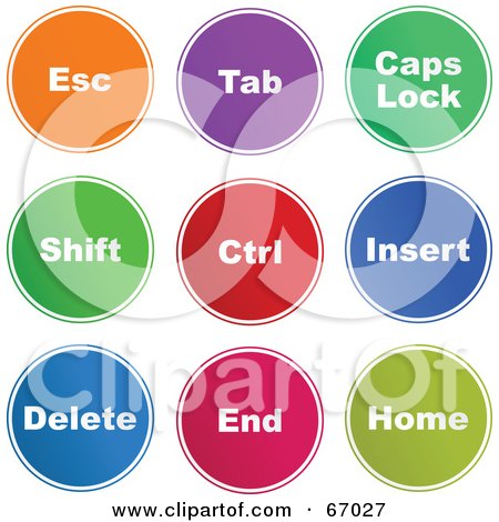 Royalty-Free (RF) Clipart Illustration of a Digital Collage Of Round Colorful Computer Keyboard Buttons by Prawny