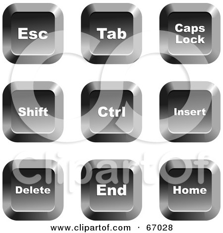 Royalty-Free (RF) Clipart Illustration of a Digital Collage Of Square Chrome Computer Keyboard Buttons by Prawny