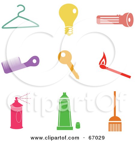 Royalty-Free (RF) Clipart Illustration of a Digital Collage Of Colorful Household Icons by Prawny