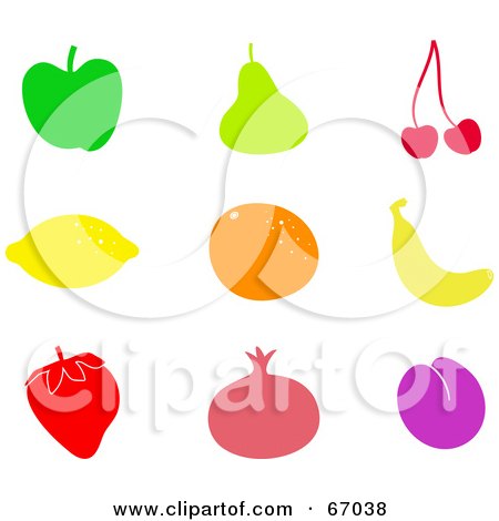 Royalty-Free (RF) Clipart Illustration of a Digital Collage Of Colorful Fruit Icons by Prawny