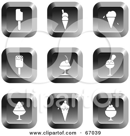 Royalty-Free (RF) Clipart Illustration of a Digital Collage Of Square Chrome Ice Cream Buttons by Prawny
