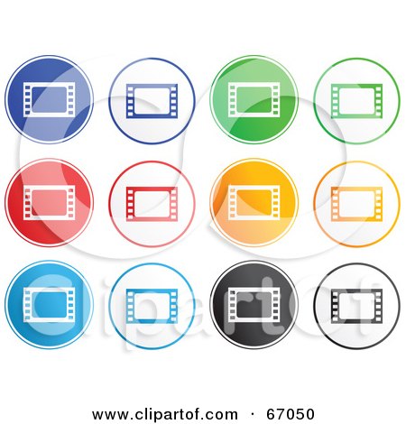 Royalty-Free (RF) Clipart Illustration of a Digital Collage Of Round Colorful Film Idustry Buttons by Prawny