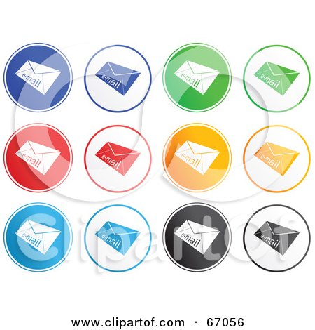 Royalty-Free (RF) Clipart Illustration of a Digital Collage of Rounded Email Buttons by Prawny