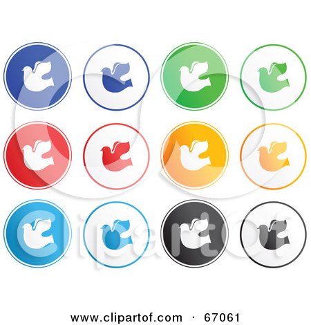 Royalty-Free (RF) Clipart Illustration of a Digital Collage of Rounded Dove Buttons by Prawny