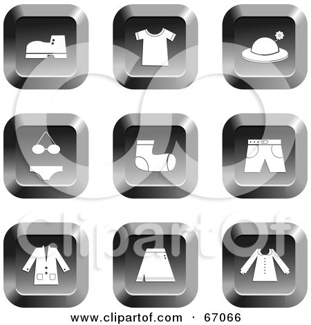 Royalty-Free (RF) Clipart Illustration of a Digital Collage Of Square Chrome Clothing Buttons by Prawny