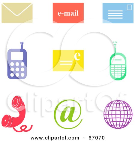 Royalty-Free (RF) Clipart Illustration of a Digital Collage Of Colorful Communications Icons by Prawny