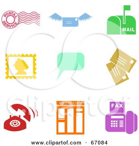 Royalty-Free (RF) Clipart Illustration of a Digital Collage Of Colorful Communication Icons by Prawny