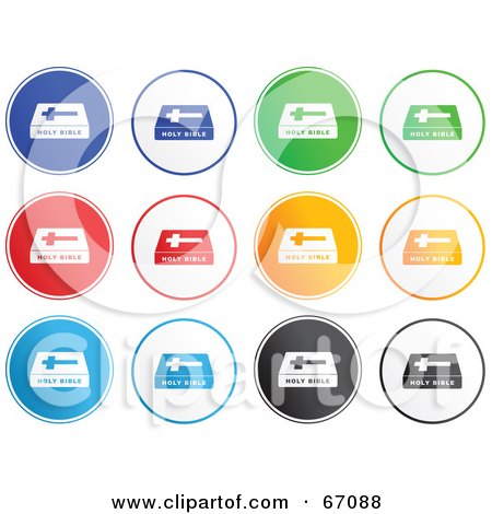 Royalty-Free (RF) Clipart Illustration of a Digital Collage of Rounded Bible Buttons by Prawny