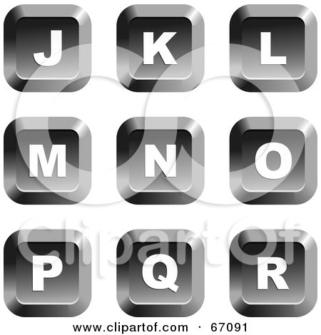 Royalty-Free (RF) Clipart Illustration of a Digital Collage Of Letter Buttons; J Through R by Prawny
