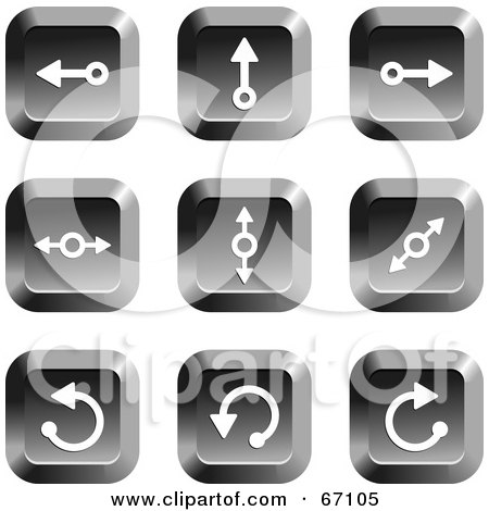 Royalty-Free (RF) Clipart Illustration of a Digital Collage Of Chrome Square Arrow Buttons - Version 3 by Prawny