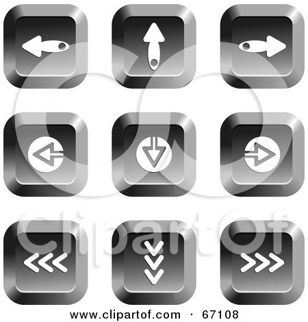 Royalty-Free (RF) Clipart Illustration of a Digital Collage Of Chrome Square Arrow Buttons - Version 4 by Prawny