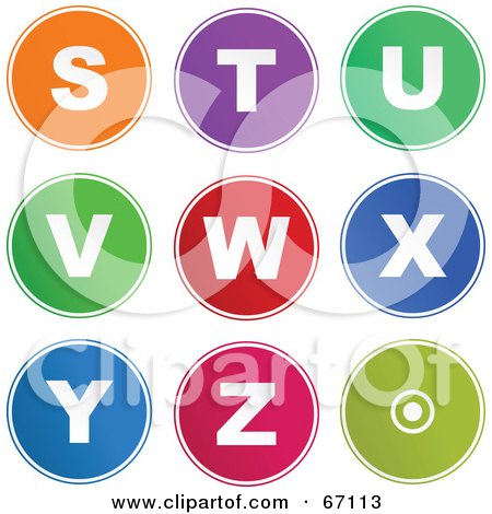 Royalty-Free (RF) Clipart Illustration of a Digital Collage Of Round Colorful Alphabet Icons; S Through Z by Prawny
