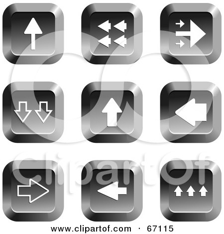 Royalty-Free (RF) Clipart Illustration of a Digital Collage Of Chrome Square Arrow Buttons - Version 1 by Prawny