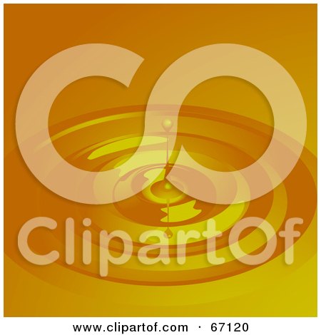 Royalty-Free (RF) Clipart Illustration of a Golden Liquid Droplet And Ripples by elaineitalia