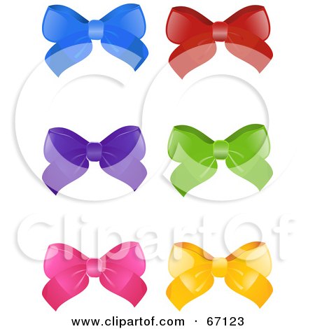 Royalty-Free (RF) Clipart Illustration of a Digital Collage Of Six Colorful Bows On White by elaineitalia