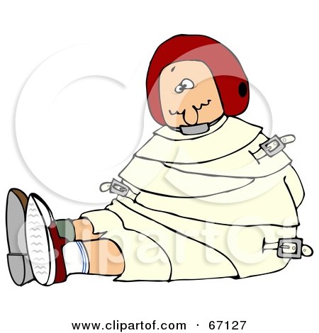 Royalty-Free (RF) Clipart Illustration of a Red Haired Woman Restrained In A Straitjacket by djart