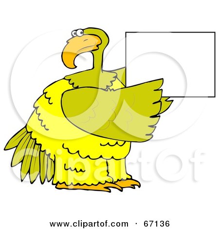 Royalty-Free (RF) Clipart Illustration of a Large Yellow Bird Holding up a Blank Sign by djart