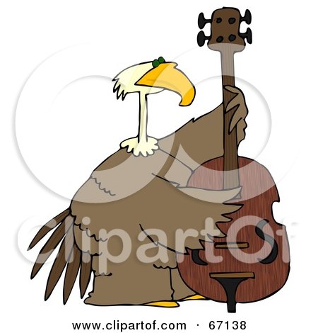 Royalty-Free (RF) Clipart Illustration of a Bald Eagle Playing A Double Bass by djart