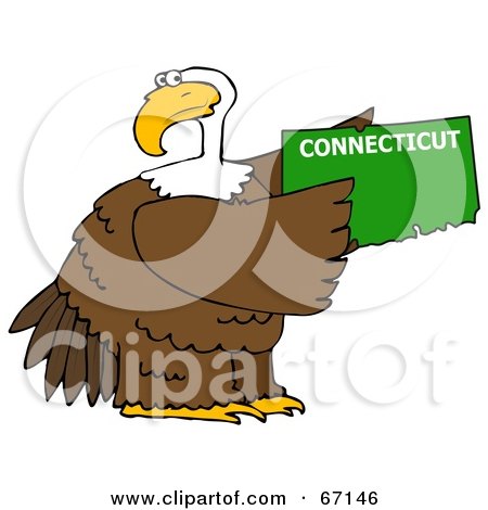 Royalty-Free (RF) Clipart Illustration of a Bald Eagle Holding A Green State Of Connecticut by djart