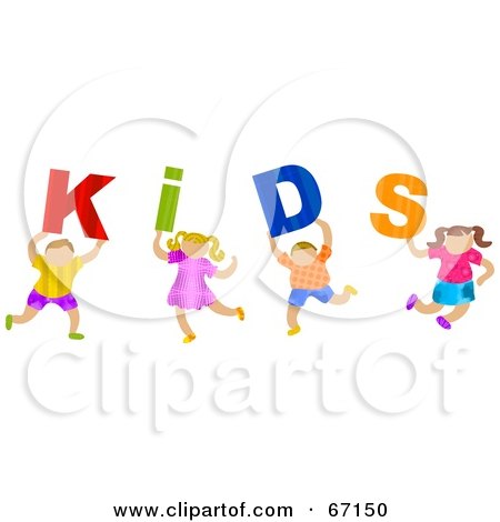 Royalty-Free (RF) Clipart Illustration of Children Carrying KIDS Text by Prawny