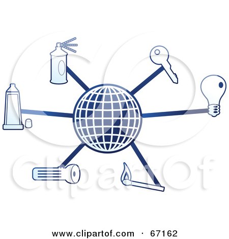 Royalty-Free (RF) Clipart Illustration of a Blue Molecule Household Globe by Prawny