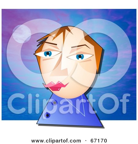 Royalty-Free (RF) Clipart Illustration of an Abstract Man With Pink Lips, Against A Water Background by Prawny