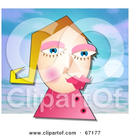 Royalty-Free (RF) Clipart Illustration of an Abstract Woman With Pink Lips, Against A Water Background by Prawny
