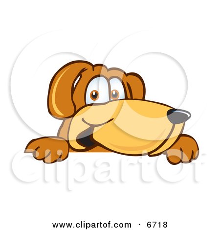 Brown Dog Mascot Cartoon Character Peeking Over a Surface Clipart Picture by Toons4Biz