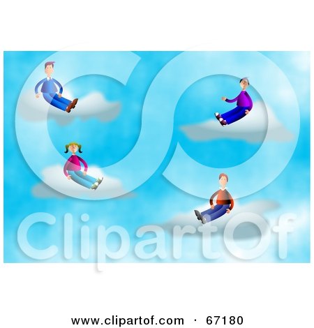 Royalty-Free (RF) Clipart Illustration of a Group Of Men And Women Sitting On Clouds by Prawny