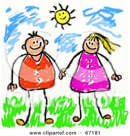 Royalty-Free (RF) Clipart Illustration of a Couple Or Siblings Holding Hands by Prawny
