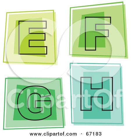 Royalty-Free (RF) Clipart Illustration of a Digital Collage Of Colorful Square Letter Icons; E Through H by Prawny